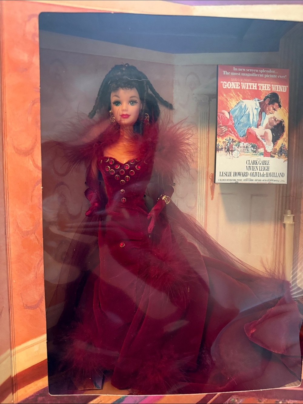 Barbie Burgundy Red Velvet Evening Gown Doll